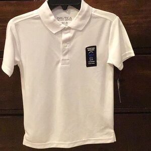 NWT Nautica White Uniform Collar Shirt. Moisture wicking. Size 8
